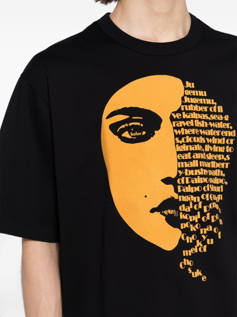 Shop Kolor Face-print Cotton T-shirt In Black