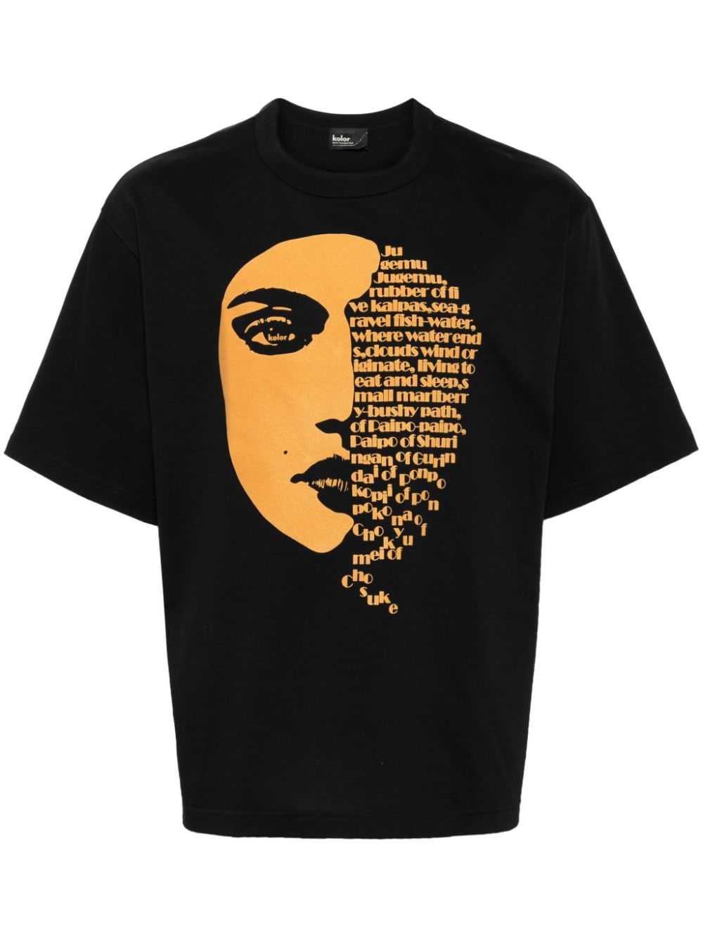 Kolor Face-print Cotton T-shirt In Black