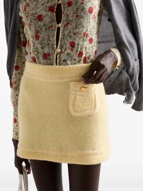 【関税&送料込】Prada Yellow Cashmere Mini Skirt Cashmere miniskirt in yellow - Prada | Mytheresa