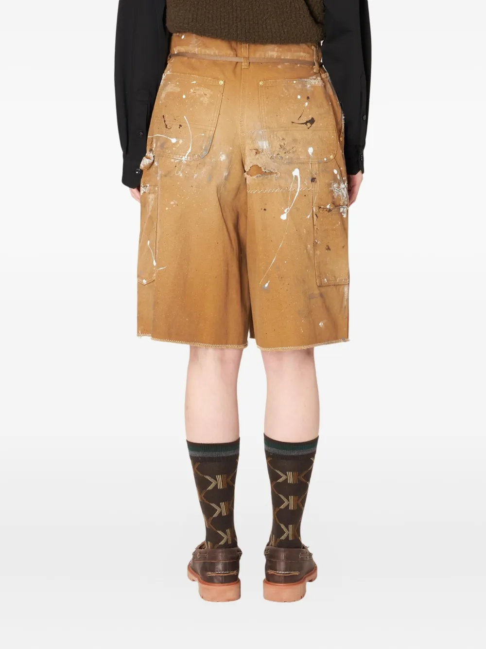 Kolor Broek met trekkoord en verfspatten Bruin