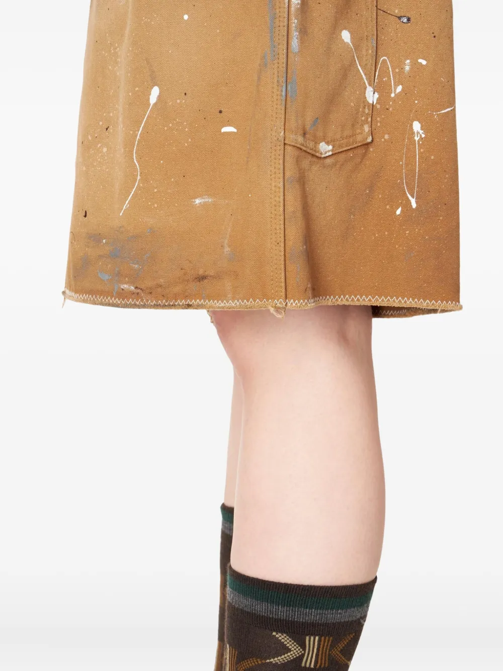 Kolor Broek met trekkoord en verfspatten Bruin