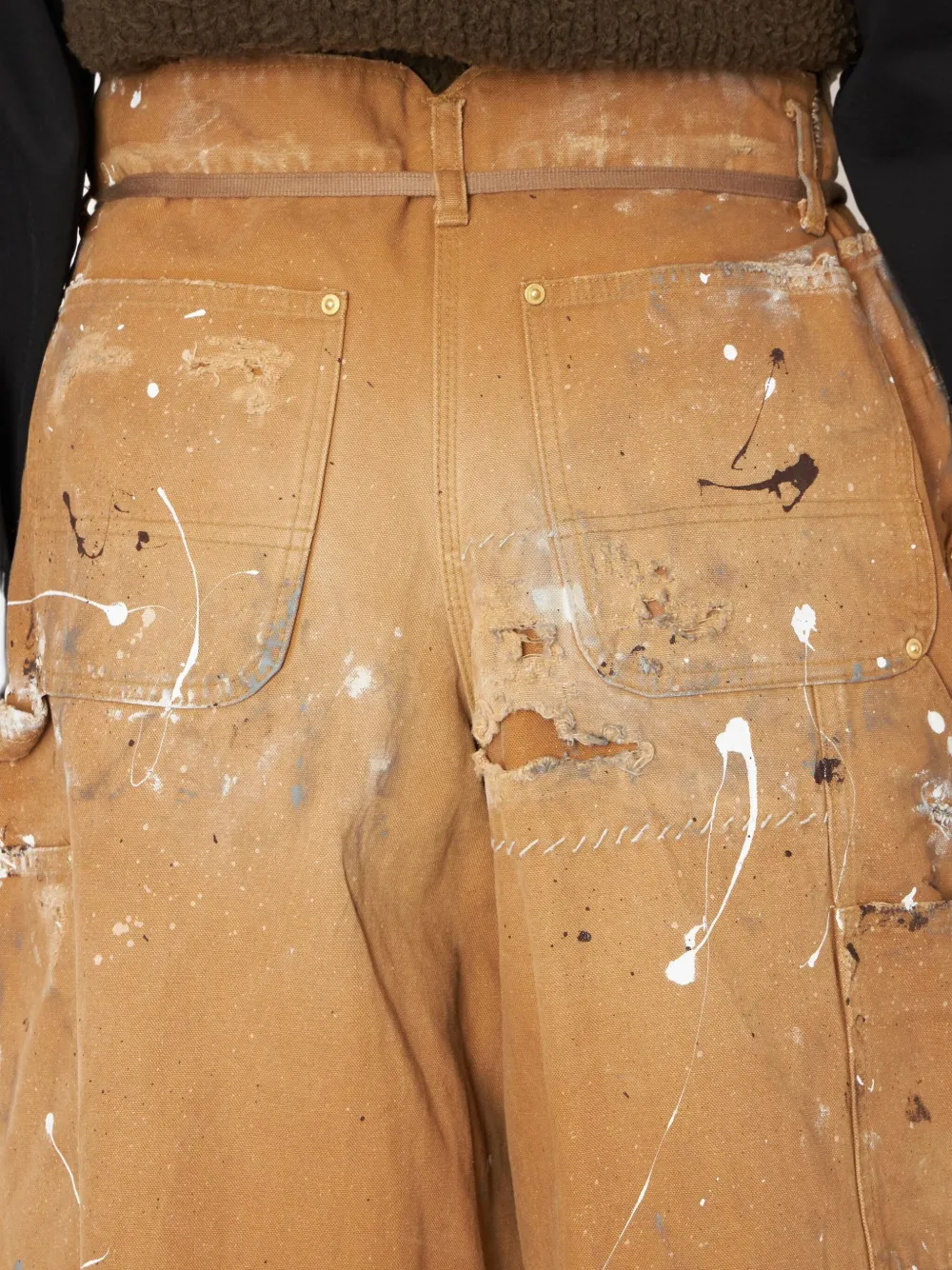 Kolor Broek met trekkoord en verfspatten Bruin