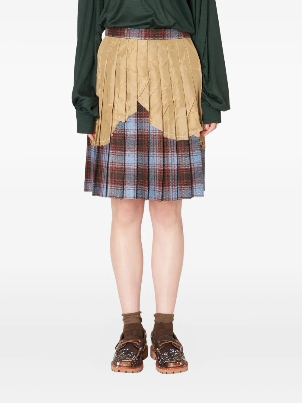 Kolor Mini-rok met plooien en vlakken Beige