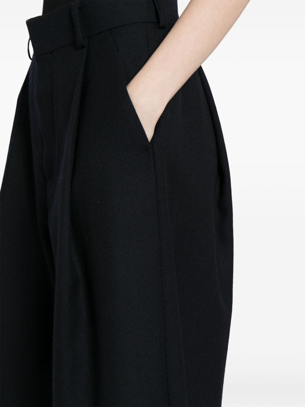 Shop Kolor Cropped Wide-leg Trousers In Black