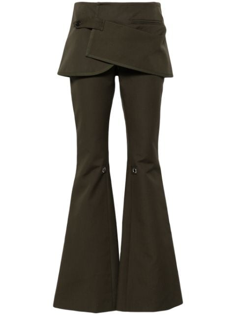 Courrèges layered-skirt bootcut trousers