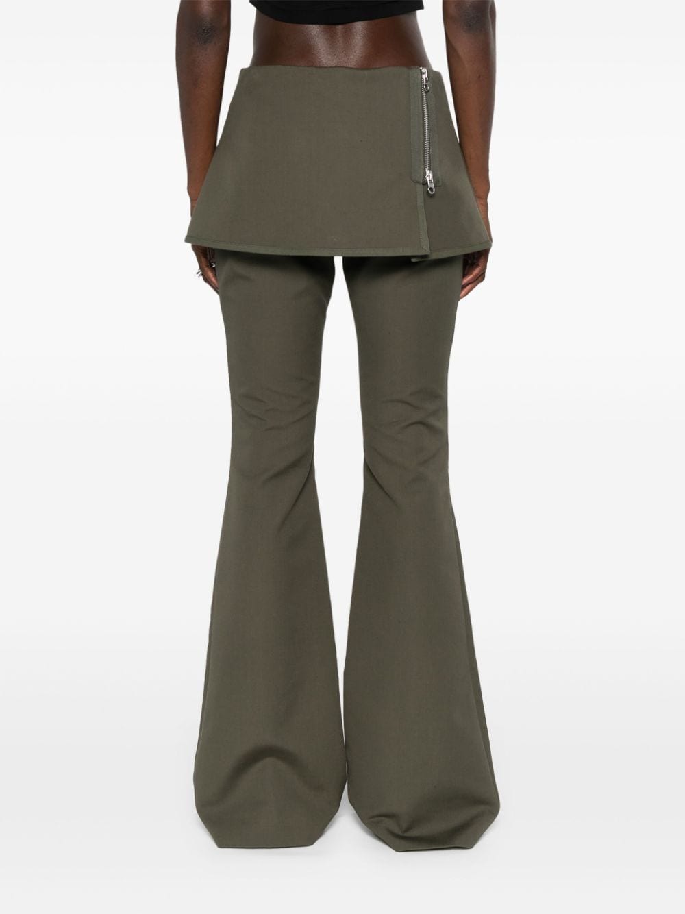 Shop Courrèges Layered-skirt Bootcut Trousers In Green