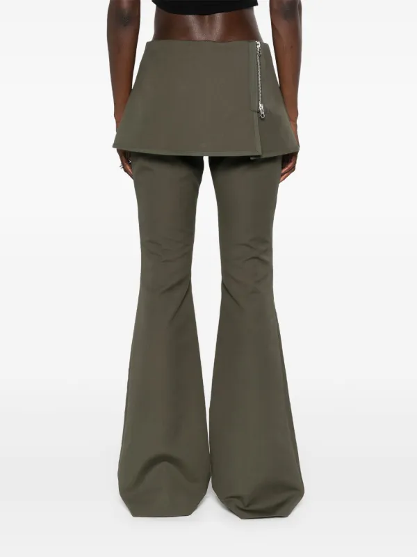 Courrèges layered-skirt Bootcut Trousers | Green | FARFETCH JO