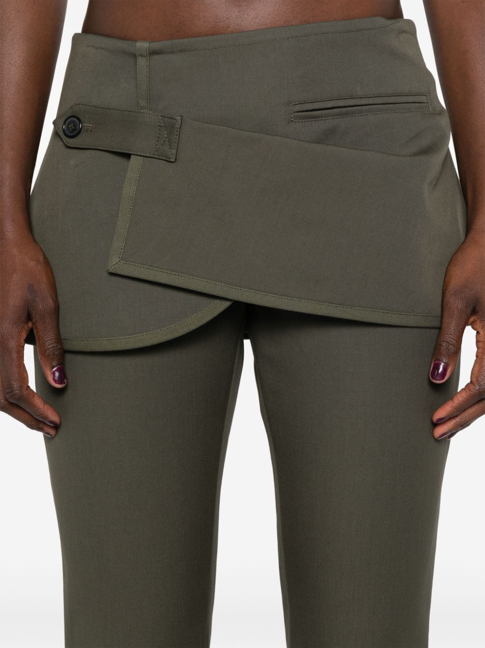 Shop Courrèges Layered-skirt Bootcut Trousers In Green