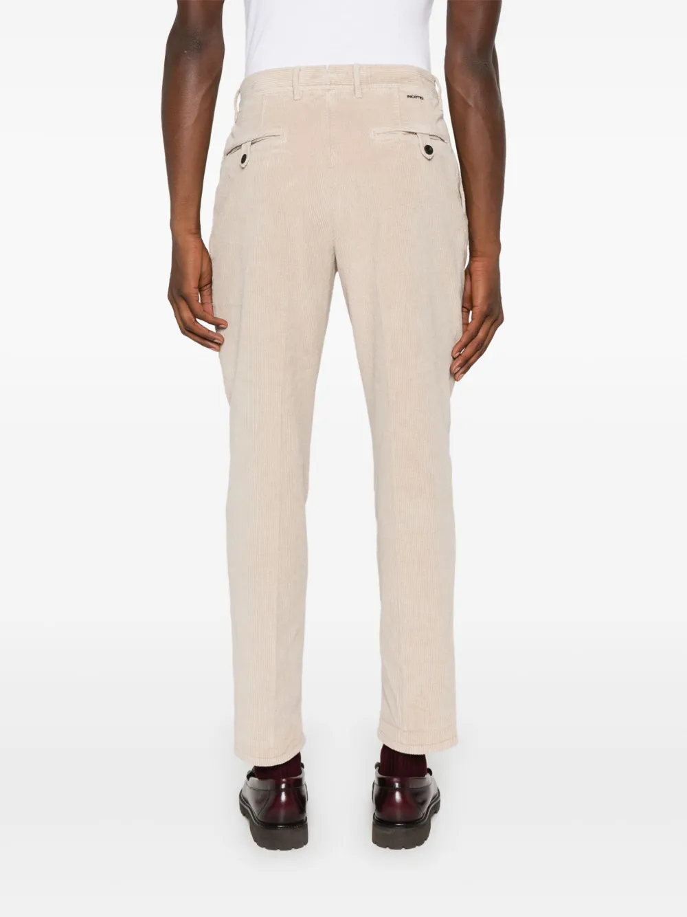 Incotex Ribfluwelen broek met toelopende pijpen Beige