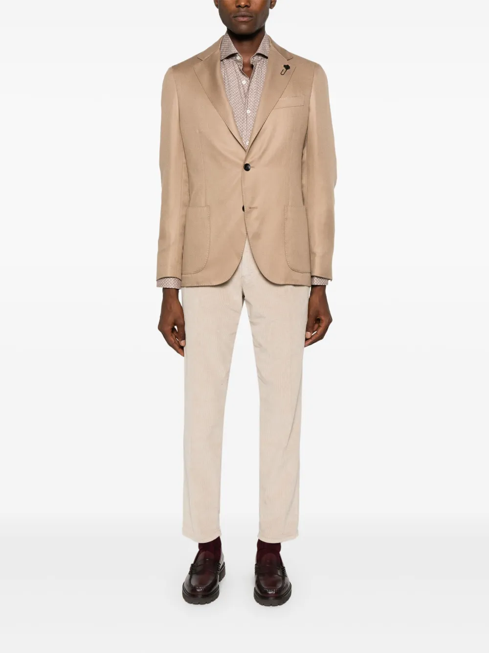 Incotex Ribfluwelen broek met toelopende pijpen - Beige