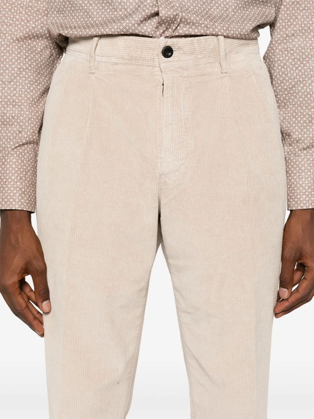 Incotex Ribfluwelen broek met toelopende pijpen Beige