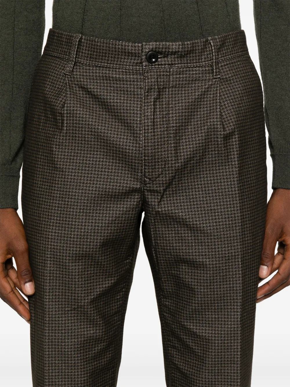 Incotex Broek met visgraat patroon en toelopende pijpen Bruin