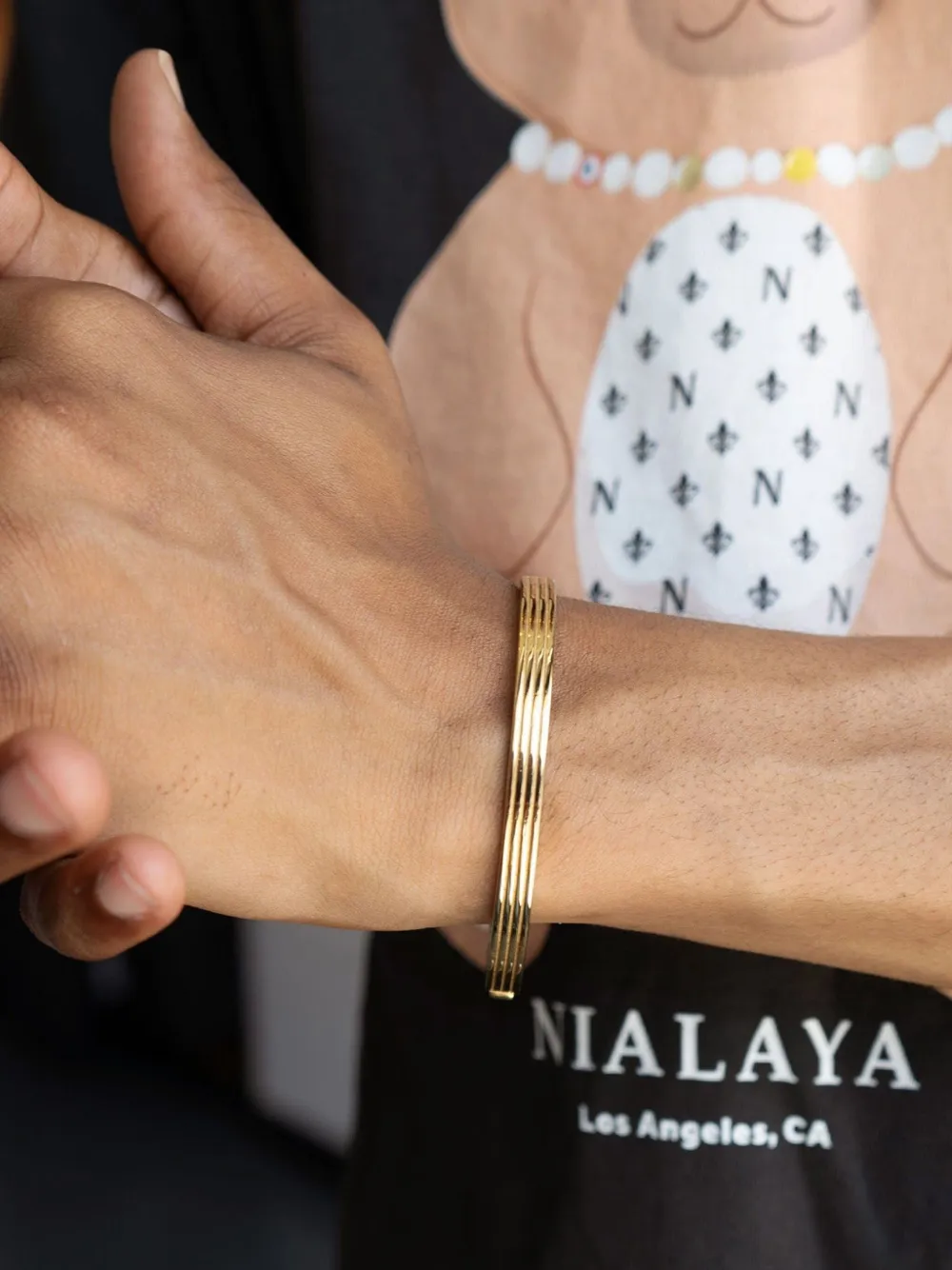 Nialaya Jewelry Logo-engraved Bracelet In Gold