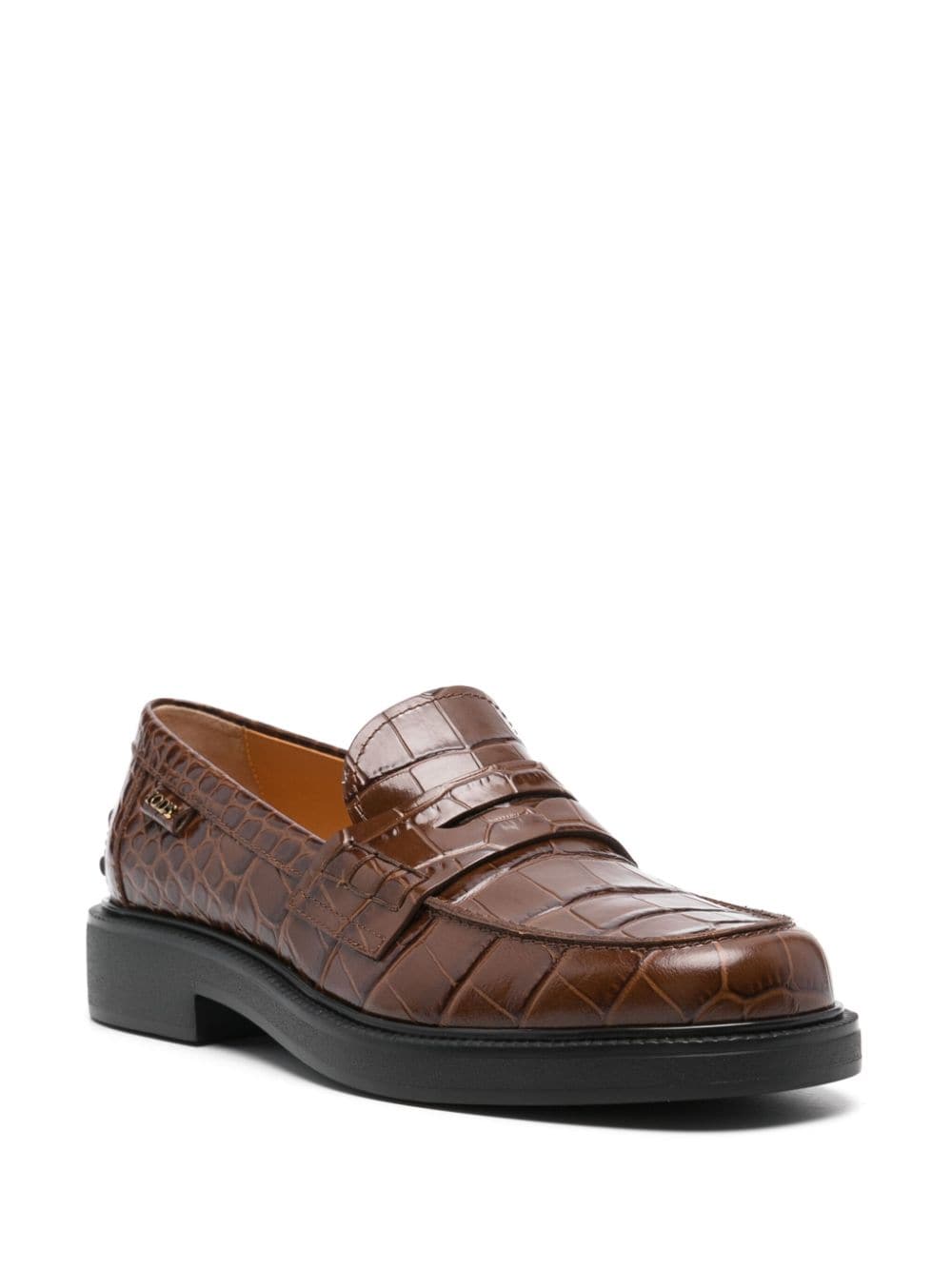 Tod's Loafers met krokodillen-reliëf Bruin