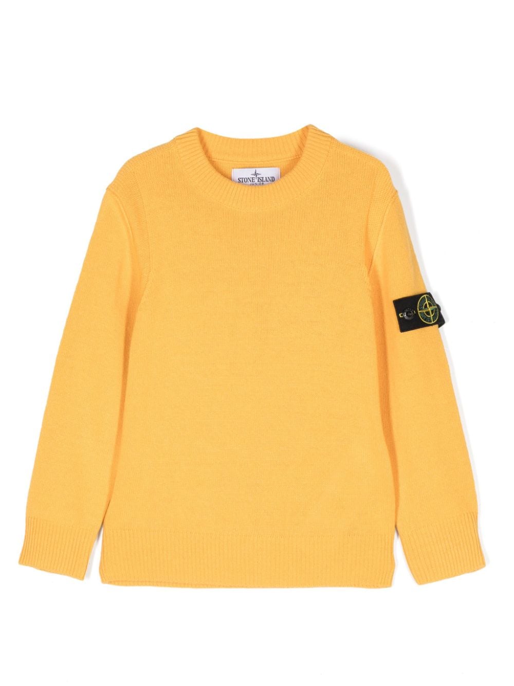 Stone Island Junior Kids' Compass Badge Knitted Jumper In Yellow