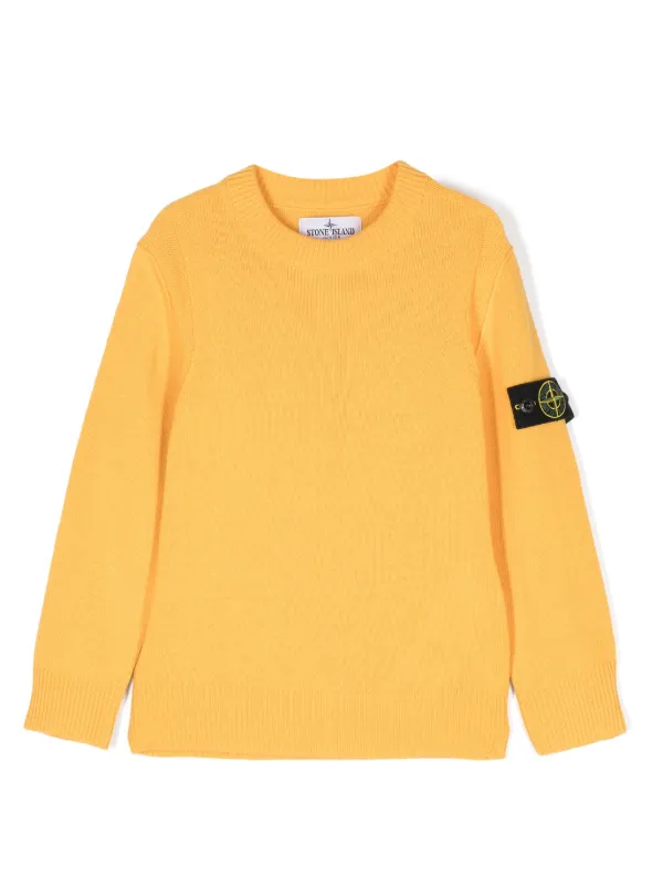 Stone Island Junior Maglione Con Applicazione Compass Giallo