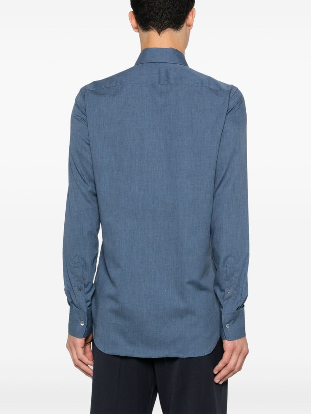 Shop Canali Herringbone Shirt In Blue