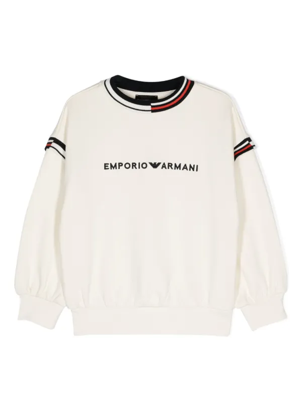 Emporio Armani Kids logo embroidered Cotton Sweatshirt White FARFETCH IL