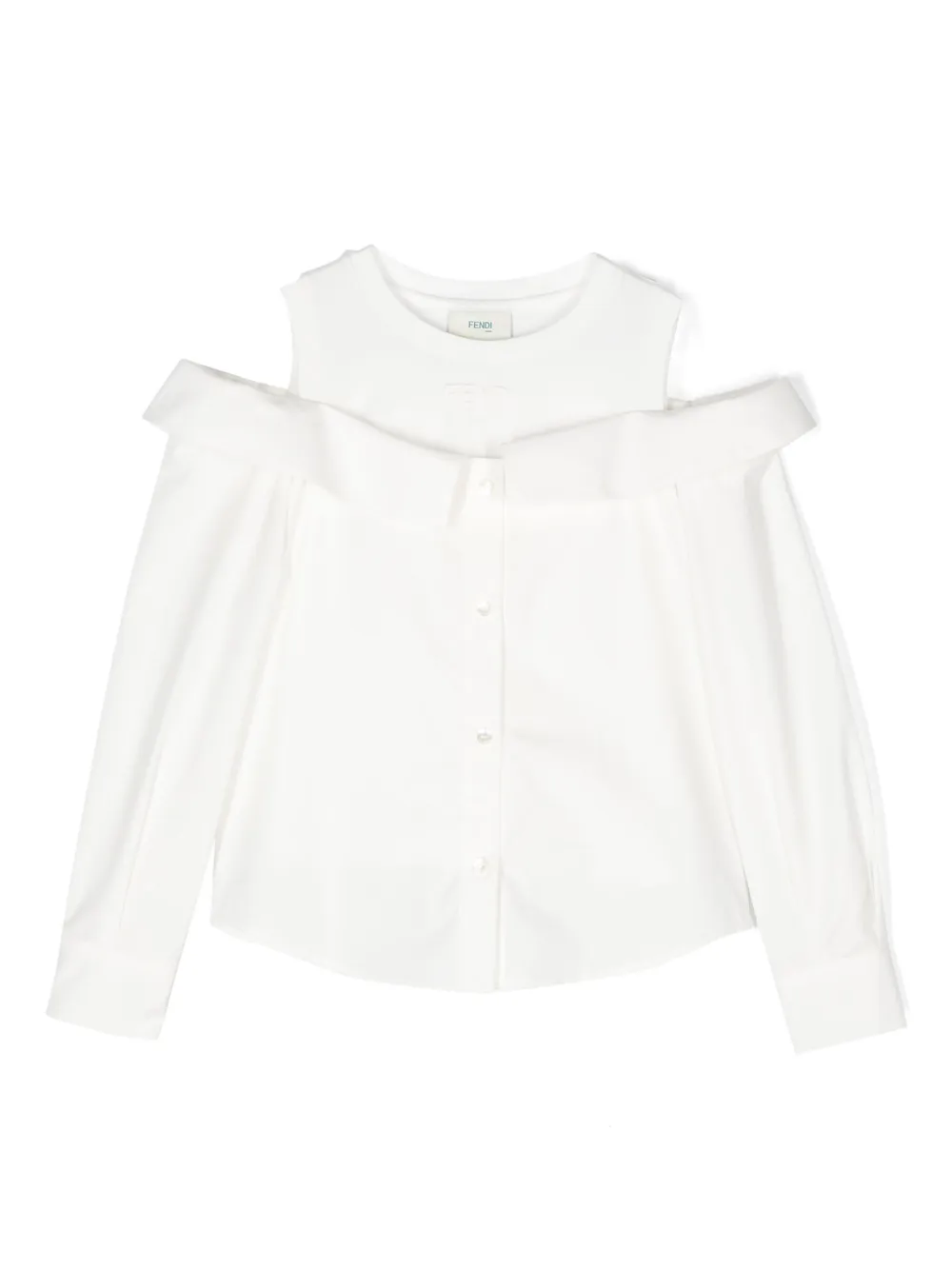 Fendi Kids Katoenen blouse met open schouders Wit