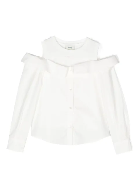 Fendi Kids open-shoulder sleeve cotton blouse
