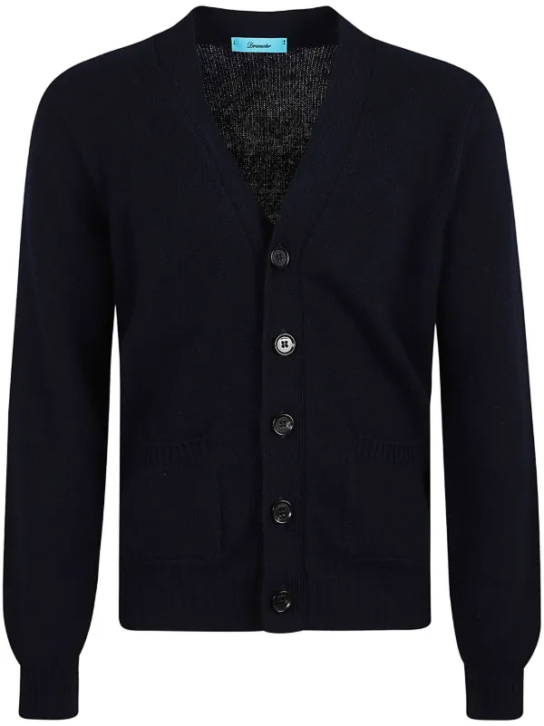 Drumohr V-neck Lambs-wool Cardigan in Blue