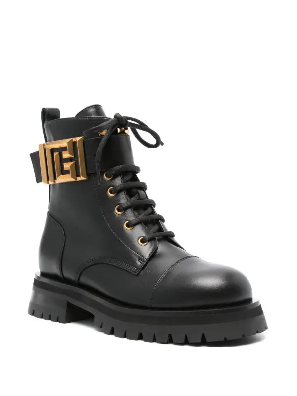 Balmain バックル レザーブーツ | ブラック | FARFETCH JP