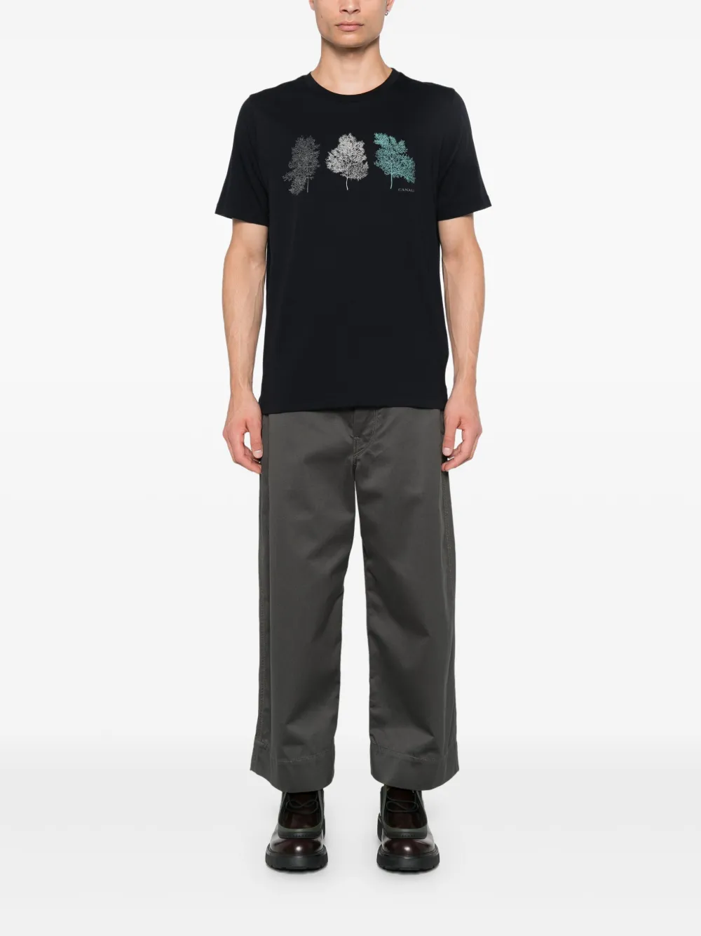 Canali T-shirt met grafische print - Blauw