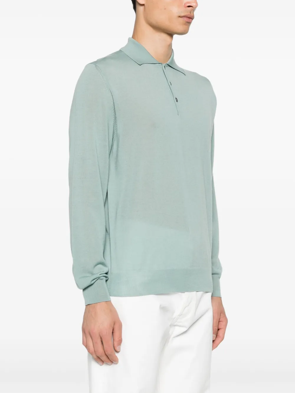 Canali Poloshirt van merinowol Groen