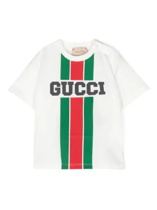 Gucci Kids Camiseta De Algodão Com Estampa De Logo | Branco