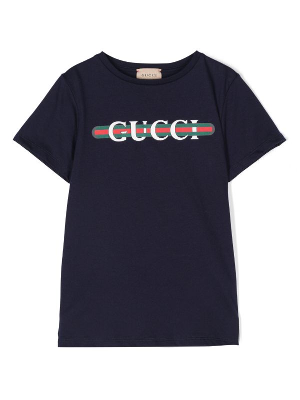 Gucci Kids logo-print Cotton T-shirt | Blue | FARFETCH TH