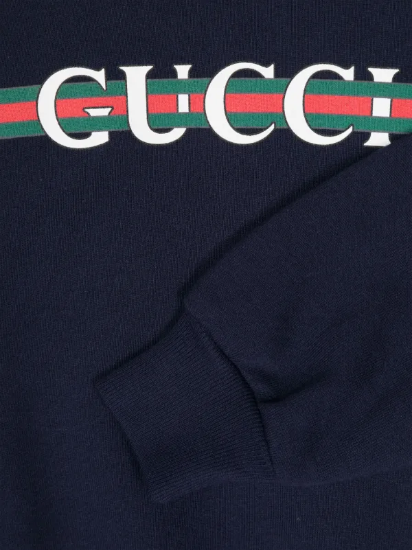 キッズ用トップス GUCCI Dark blue cotton fleece sweatshirt Children's embroidered cotton sweatshirt in dark blue