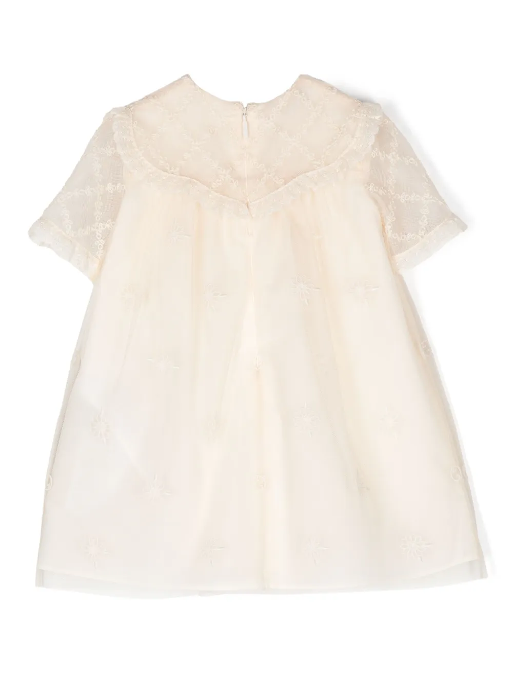 guccikids Gucci Kids Jurk met geborduurde bloemen - Beige
