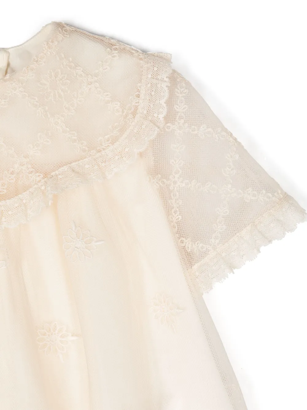 Gucci Kids Jurk met geborduurde bloemen Beige