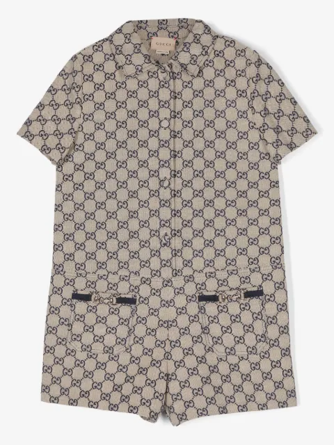 Gucci Kids GG 帆布连体短裤