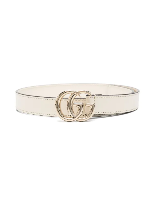 Gucci Kids Double G buckle Leather Belt Neutrals