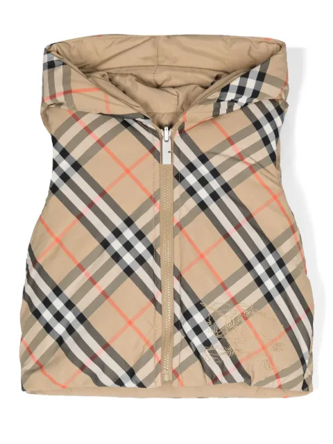 Burberry Kids checked hooded puffer gilet