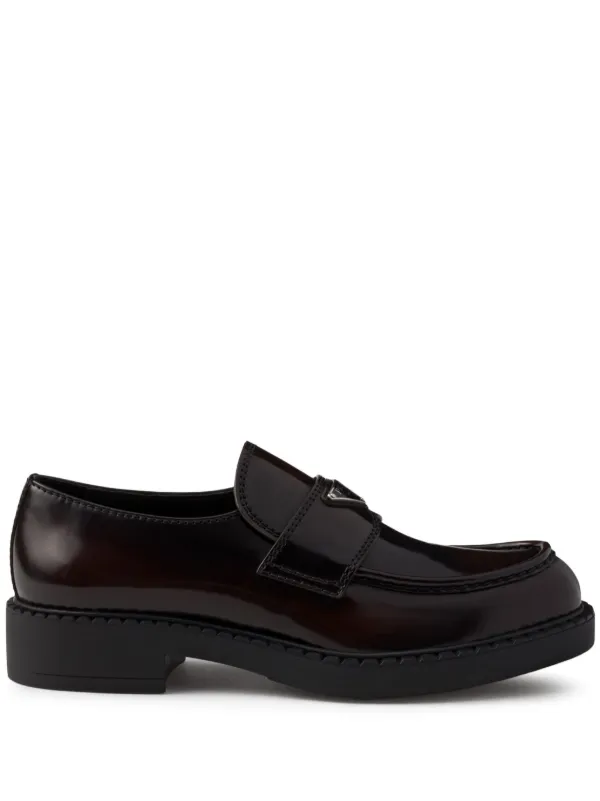 Prada logo-plaque Leather Loafers Brown FARFETCH PH