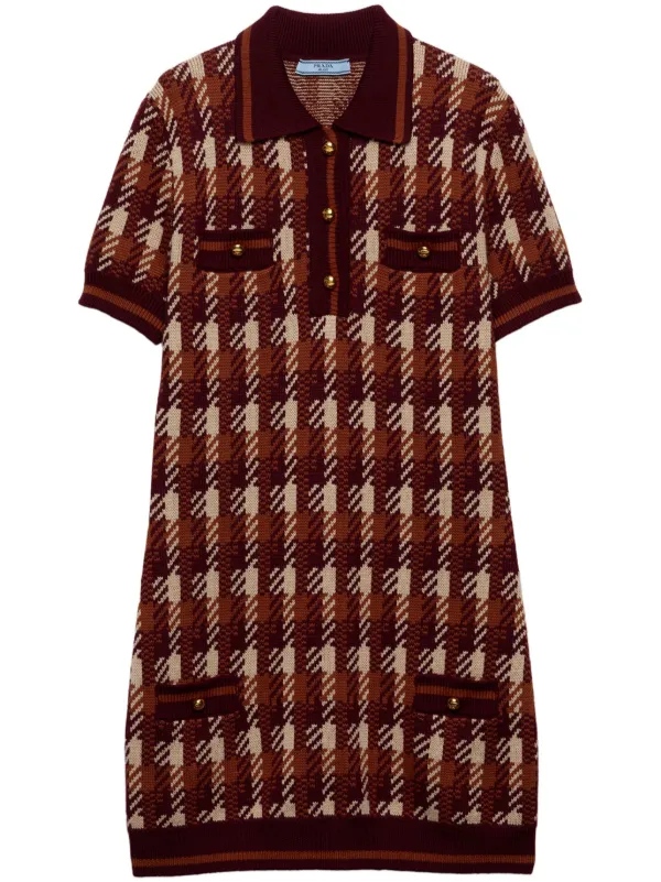 prada wool mini dress Prada Moulin Wool Mini-Dress - Brown
