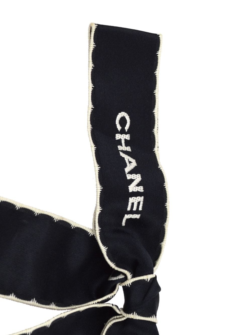 Cheap HOT SALE CHANEL 1990-2000s logo-embroidered satin bow brooch Women