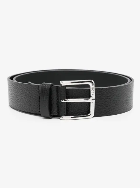 BOSS logo-engraved leather belt