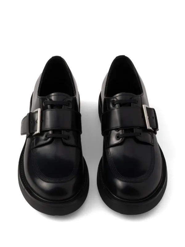 ＜セール＞ PRADA レザー シューズ ダービー ブラック 8 Prada ダービーシューズ | ブラック | FARFETCH JP