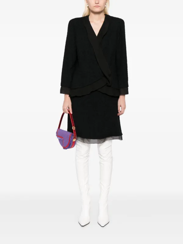 CHANEL Pre-Owned 2000 double-breasted Skirt Suit Black FARFETCH JO