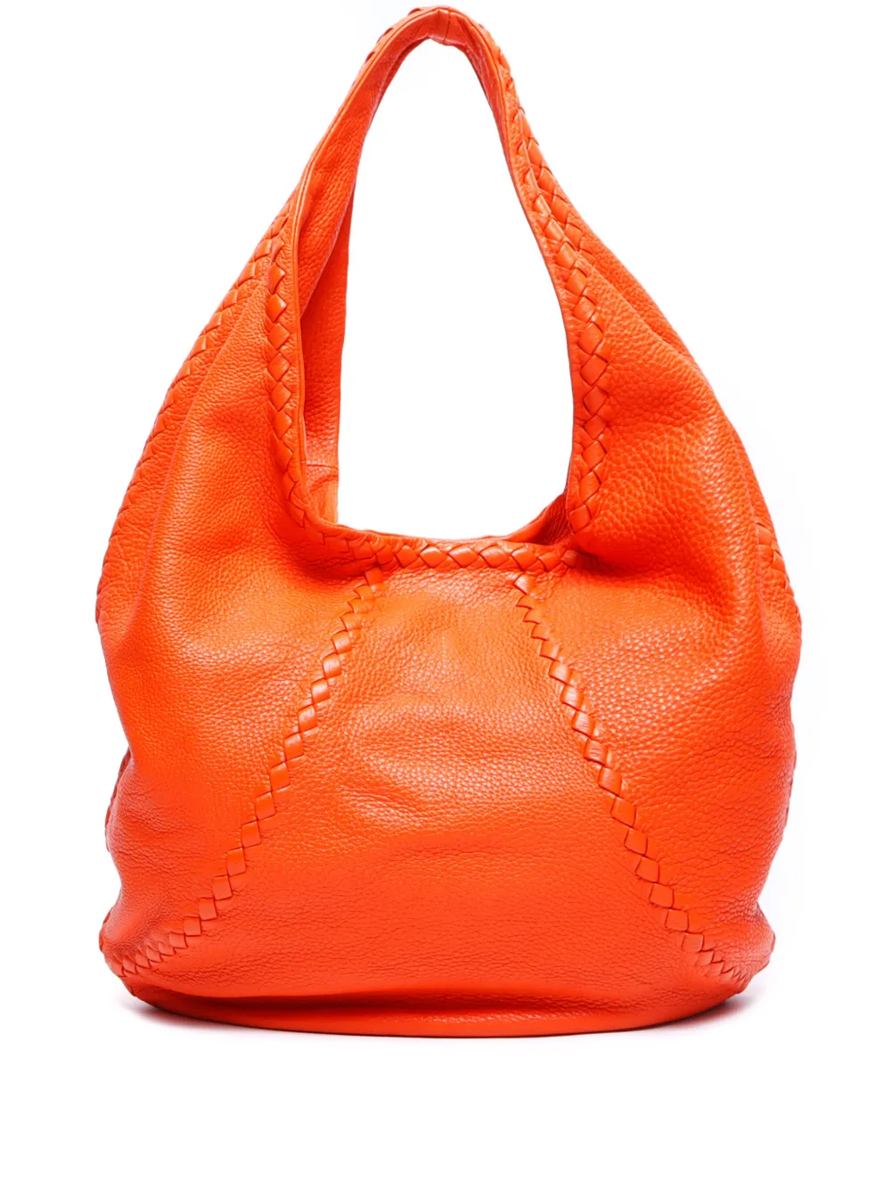 Intrecciato-trim leather handbag