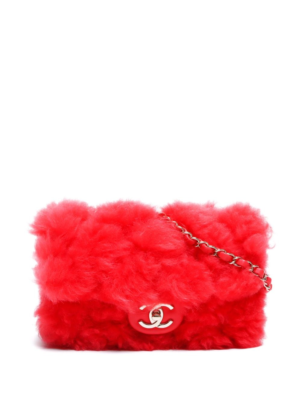 CHANEL Pre-Owned 2020 CC faux-fur shoulder bag - Rosso