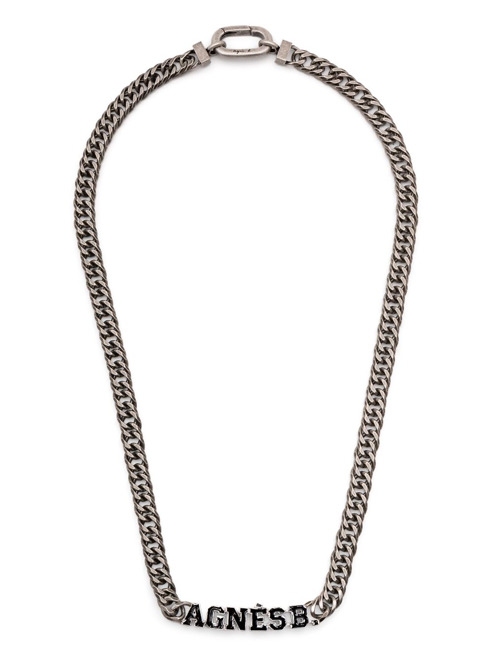 Agnès B. Logo-plaque Chain-link Necklace In Silver