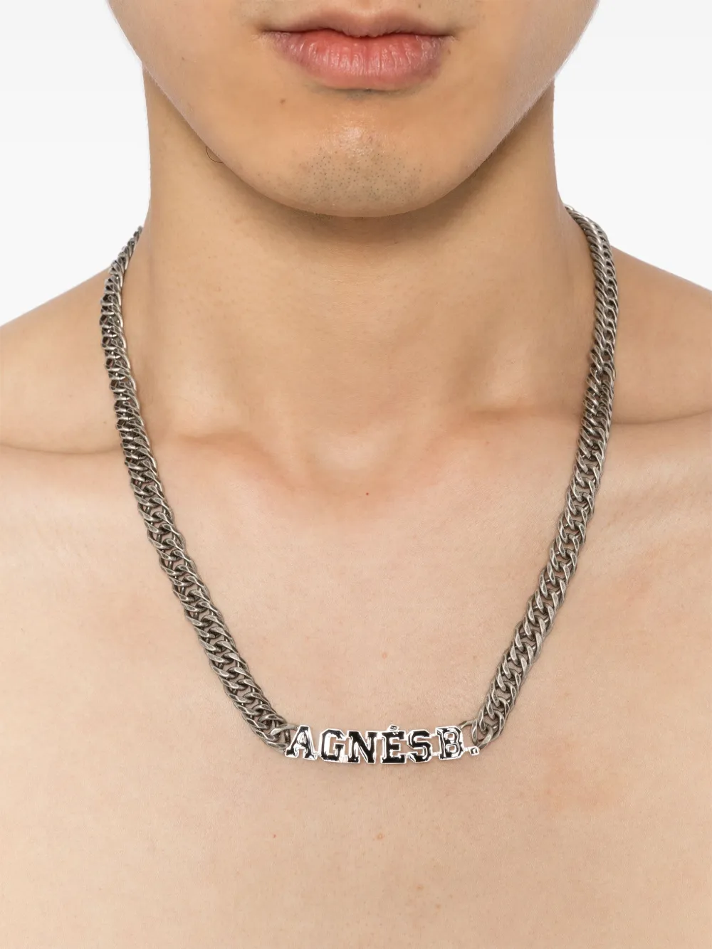 agnès b.  logo-plaque chain-link necklace | Image 2