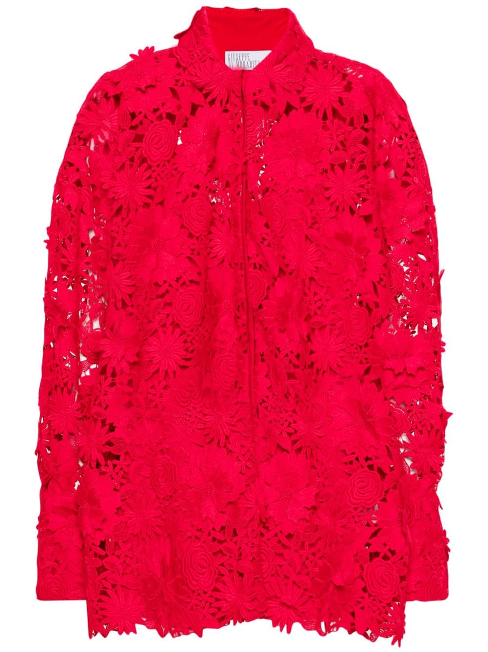 Giuseppe Di Morabito Floral-appliqué Semi-sheer Shirt In Red