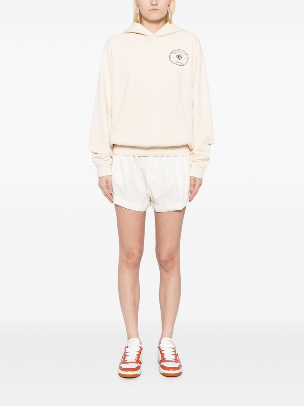 Shop Sporty And Rich Eden Crest Kennedy Hoodie In Neutrals