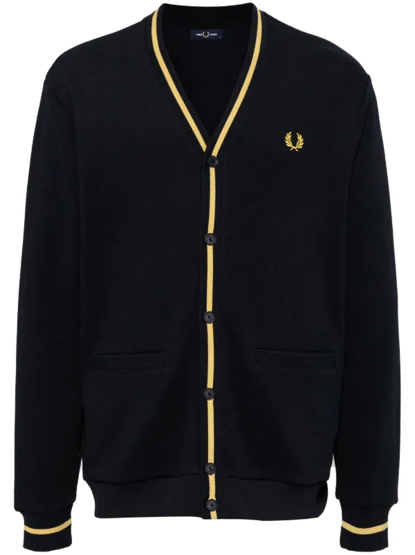 Fred Perry logo embroidered button up Cardigan Blue FARFETCH RO