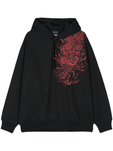 Y-3 hoodie con llamas estampadas de Y-3 x Japanese Football Association